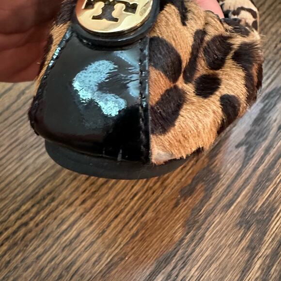 Tory Burch Abbey Leopard Print Calf Hair Patent Cap Toe Ballet Flats Size 7 M - Picture 13 of 15